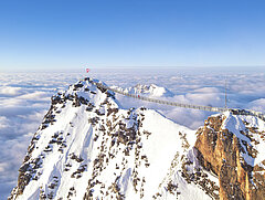 Panoramic view of the peak walk on the Glacier3000 during wintertime.